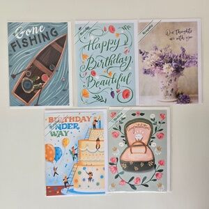 🌺(2for$10) Set of 5: Assorted Birthday Cards Set - Multicolor